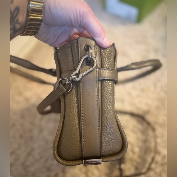 Coach Studded Leather Mini Tote Crossbody- Dark Olive Green - Picture 5 of 14